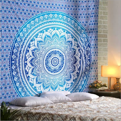 Blue And White Mandala Tapestry