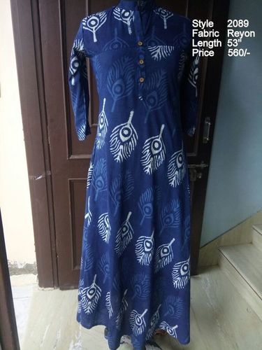 Jaipuri Long Gown Kurti Length: 53 Inch (In)