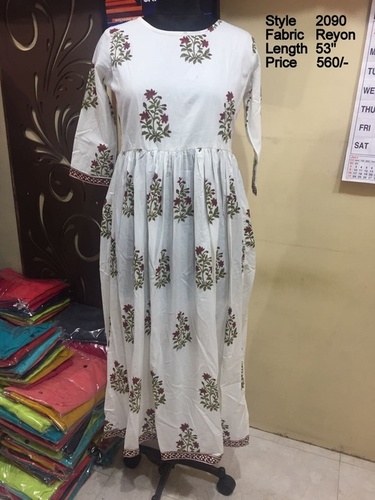Jaipuri Long Gown Kurti Length: 53 Inch (In)
