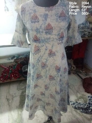 Jaipuri Long Gown Kurti Length: 53 Inch (In)