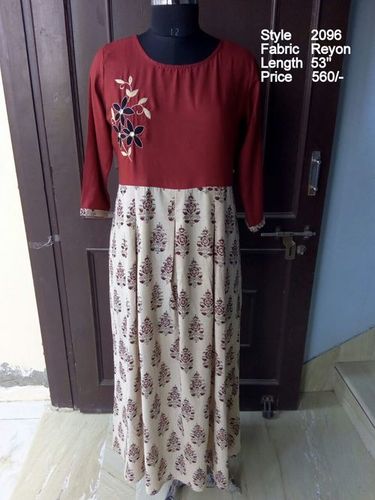 Jaipuri Long Gown Kurti Length: 53 Inch (In)
