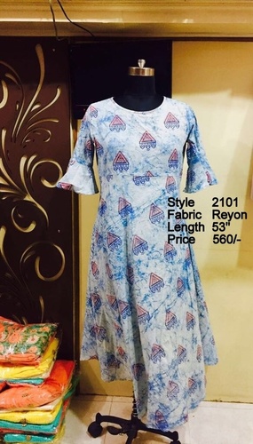 Jaipuri Long Gown Kurti Length: 53 Inch (In)