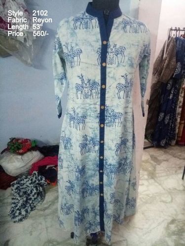 Jaipuri Long Gown Kurti Length: 53 Inch (In)