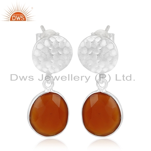 Red Coral Gemstone Designer Sterling Silver Earrings Jewelry