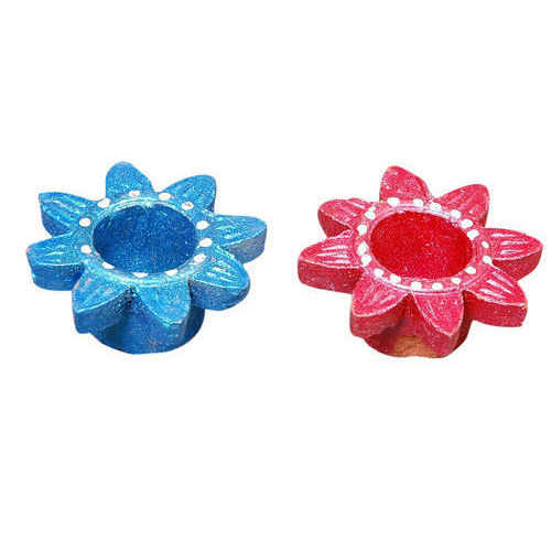 Blue And Pink Color Diya