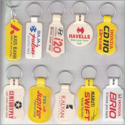 Yellow / White / Red Plastic Promotional Keychains