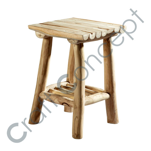 Teak Wood Stool - Eco-Friendly Teak, Urban Design for Indoor Living Rooms | No Assembly, Versatile Lamp Table