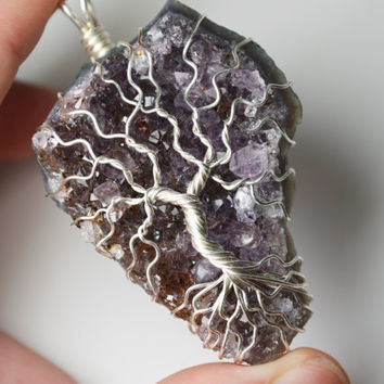Amethyst Tree of Life Wire Wrapped Pendant