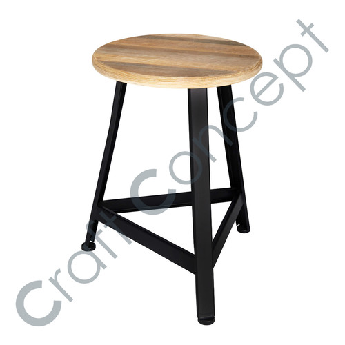 Wood & Black Metal Stool No Assembly Required