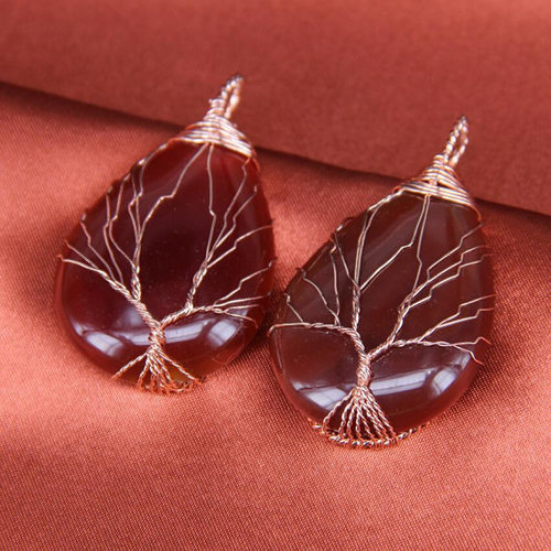 Red Carnelian Tree-Of-Life Wire Wrapped Pendant