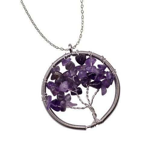 Amethyst Stone Tree Of Life Pendant