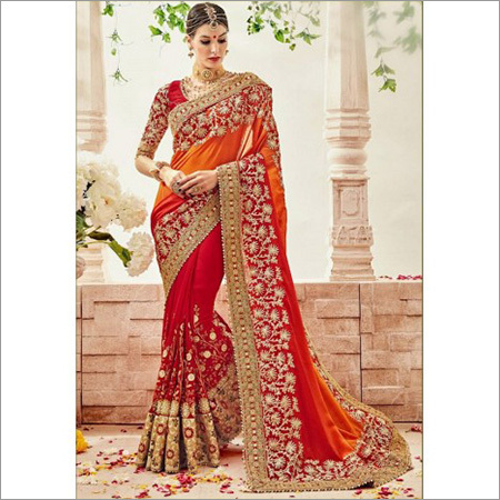 Ladies Fancy Net Saree - Net Fabric, 5.5 Meters, Red, Free Size | Embroidered Work, Elegant Design, Soft Texture, Versatile Style