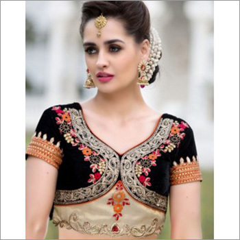 Ladies Silk Blouse - Silk Velvet Custom Size Black | Handcrafted Embroidery Elegant Design Comfortable Fit