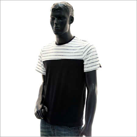 Men'S Black & White Round Neck T-Shirt Size: Small