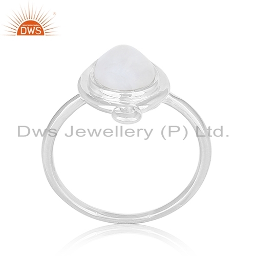 White Rhodium Silver Gemstone Ring