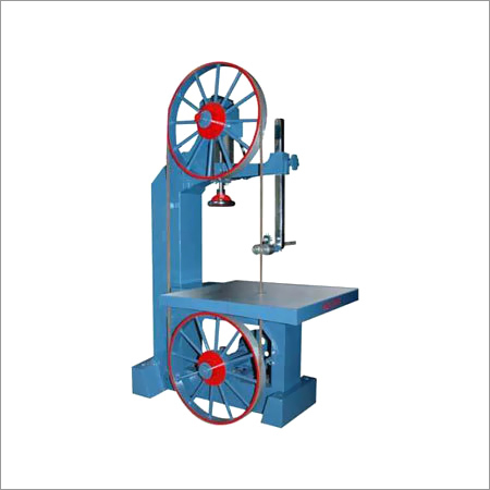 Green And Blue Wood Cutting Vertical Band Saw Machine