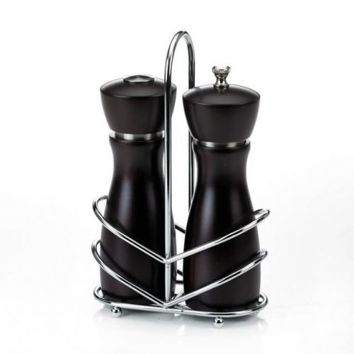 Matt Brown Cruet Set With Stand