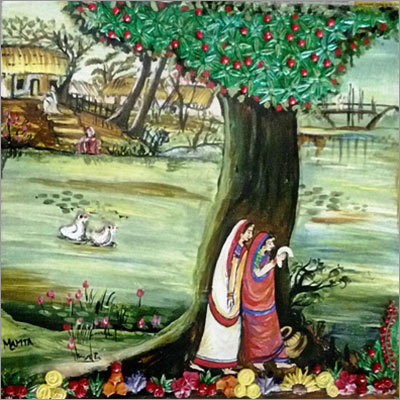 Village Painting - Modern Techniques , Eye-Catching Design with Elegant Color Combinations and Beautiful Finish for Traditional Indian Lifestyle Decor