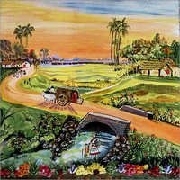 Village Landscape Painting - High Quality Canvas, Various Frame Colors | Traditional Indian Village Scene With Durable Fade Resistant Finish