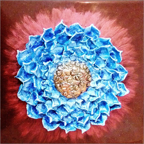 Flower Painting - Wooden/Plastic Frame | Mesmerizing Light Blue Flower Shades, Ideal for Bedroom Decor, Easy to Clean & Perfect Gift