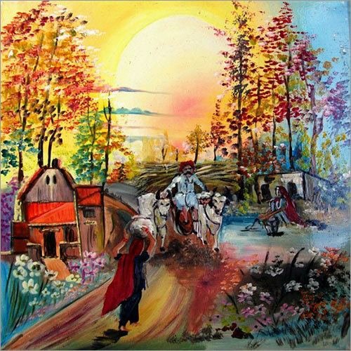 Land Scape Oil Painting - Oil on Canvas, Various Frame Colors | Artful Decor for Home and Office Environments