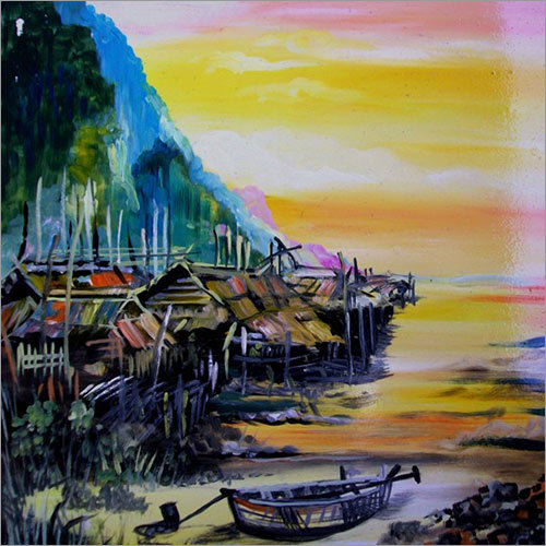 Scenic Beautiful Painting - Canvas Material, Various Dimensions | Customizable Frame Color Options for Personalized Aesthetic Appeal