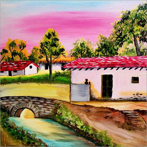Scenic Painting - Canvas Sheet Artwork with Wooden Frame | Intricate Detailing, Attractive Shades, Perfect for Any Wall