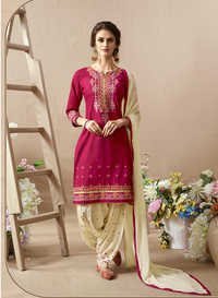 Exclusive Embroidery Work Semi-Stiched Patiala Suits