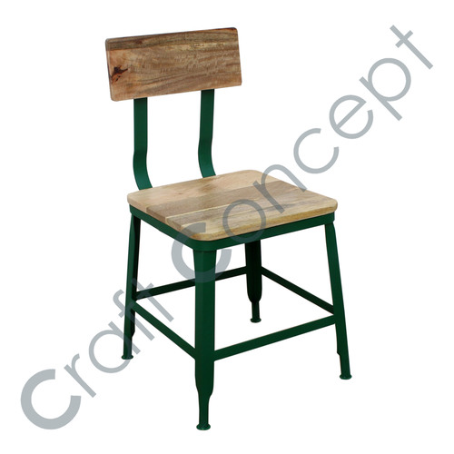 Mango & Green Metal Chair - Hand Forged Iron with Elegant Curves, Eco-Friendly Design, No Assembly Required, Ideal for Living Room