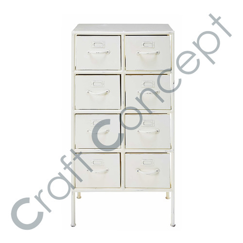 Aged White Metal Drawer Chest No Assembly Required