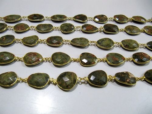 Green Genuine Unakite Nugget Connector Chain