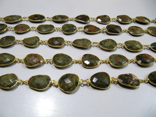 Genuine Unakite Nugget Connector Chain