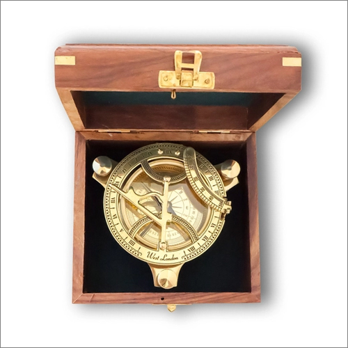 Handmade Nautical Marine Brass Sundial Compass With Box