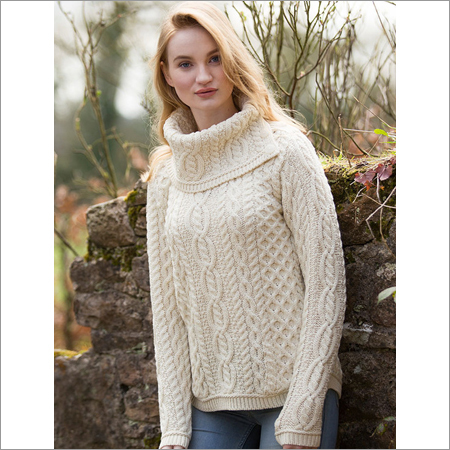 Ladies High Neck Knitted Cardigan