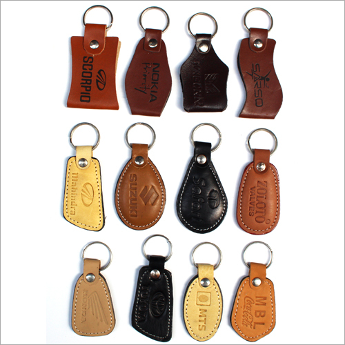 Orange Leather Keychains