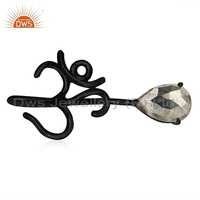 Rhodium Plated Pyrite Charm Ring