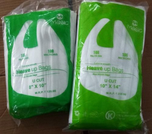 U Cut Non Woven Bags - Soft PP Non-Woven Fabric 16" x 20" Ivory White 20 Gauge Thickness | Eco Friendly Light Weight Reliable Strength Cost Efficient