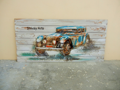 Shivay Arts Wooden Contemporary Designer Car Wall Decor Wall Hanging Wall Mural Wall Sculpture