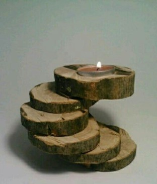 Wood Candle - Wooden Material, 2 Inch Height, 5 Inch Width | Lightweight 33.0kb Design
