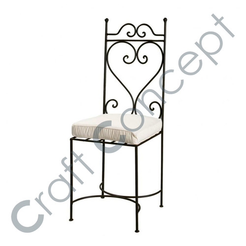 Wrought Iron Chair - Eco-Friendly, Indoor Home Furniture | Contemporary Design, Brown Metal Finish, Ecru Cushion