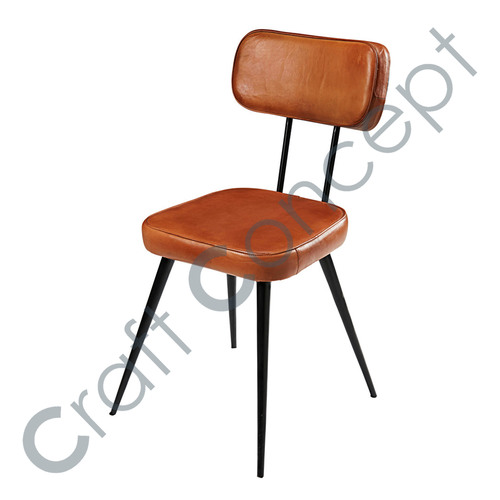 Goat Leather & Black Metal Chair No Assembly Required