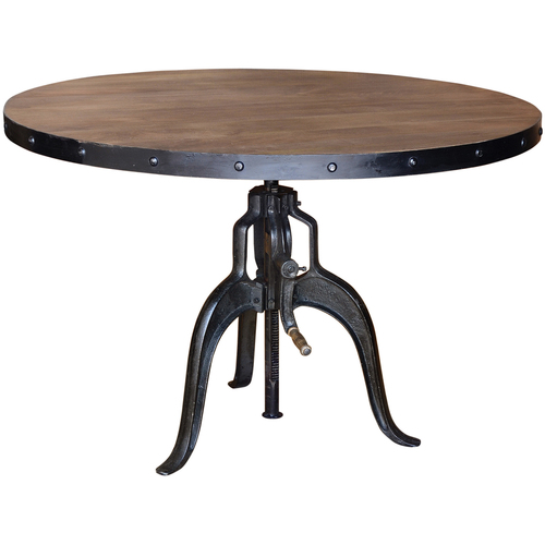 Wooden and Iron Round Reed Crank Table