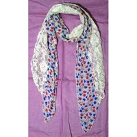 Printed Stoles With Lace - Chiffon, 23 X 160 Cm, Customizable Colors & Designs, Machine-made For Daily Use, Ideal For Women
