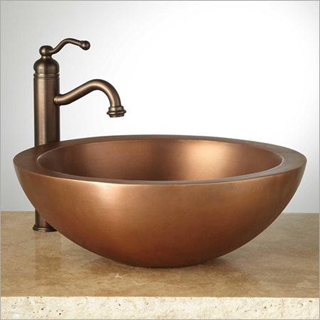 Burgan Double-Wall Copper Vessel Sink - 16-Inch Size, Versatile Color Options for Elegant Bathroom Designs