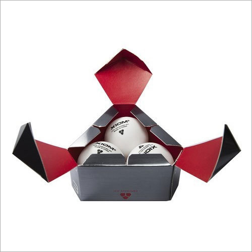 Table Tennis Ball - Hard Reinforced Plastic, Triangle Shape Paper Box , Customized White Ball with Black Logo for Professional Use