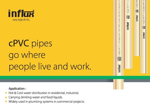 cPVC Pipes - PVC Material, Round Shape, White Color | Socket Joint Connection, Galvanized Surface Treatment