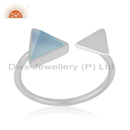 925 Silver Blue Chalcedony Designer Ring