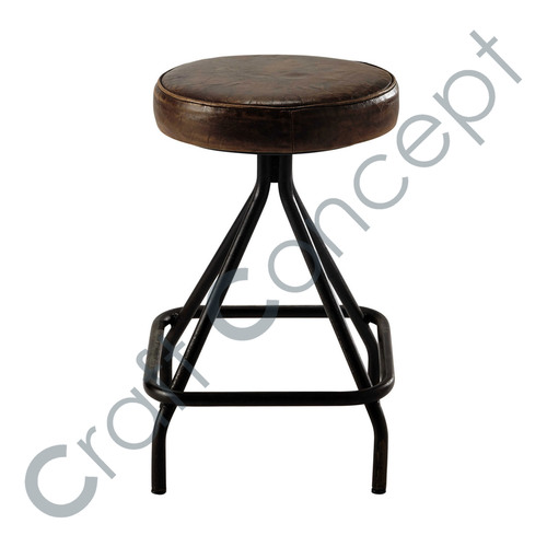 Round Leather Seat Stool No Assembly Required