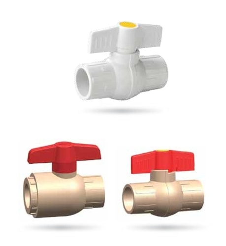 Plastic Ball Valve - PVC Material, Round Shape, White Color | Socket Joint Connection, Galvanized Surface Treatment