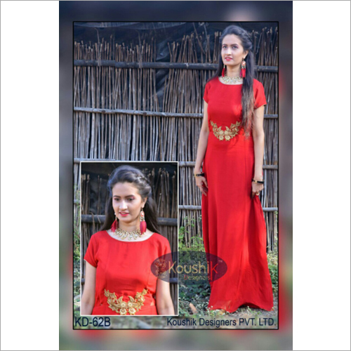 Red Plain Gown